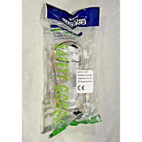 NEW IN PACKAGE Clear Safety Googles - Over Glasses- Adjustable Elastic- CE EN166 - Picture 2 of 11